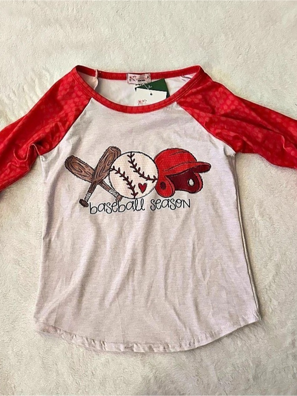 Baseball Long Sleeve NWT in Red & White